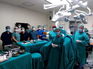 Indian medical mmbs students practicing in a modern laboratory at Osh State University, Kyrgyzstan.
